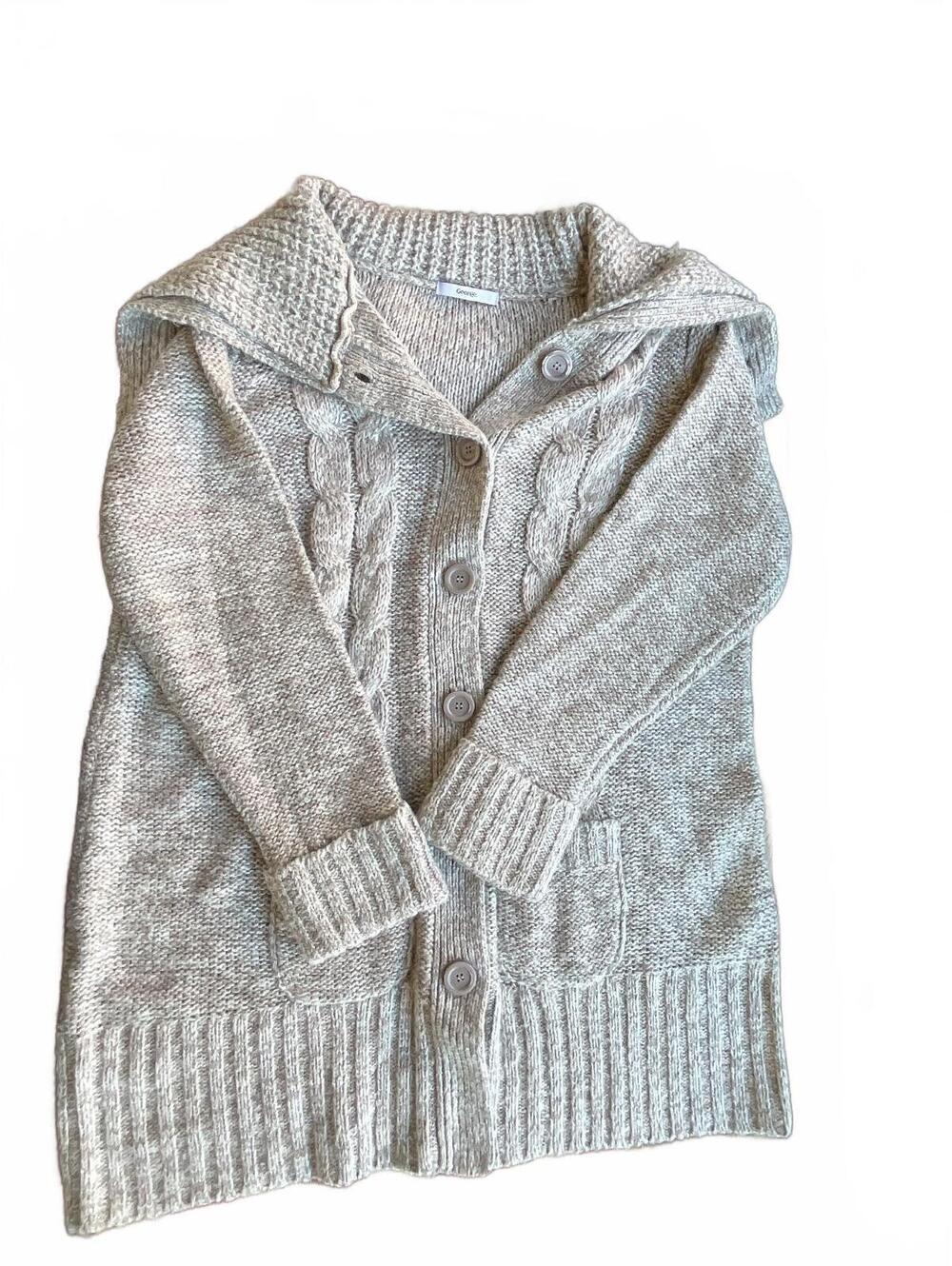 George oatmeal knit button front cardigan sweater